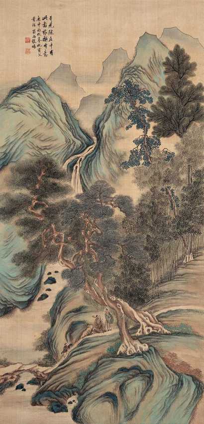 彭旸 庚申(1920)年作 携琴访友 立轴